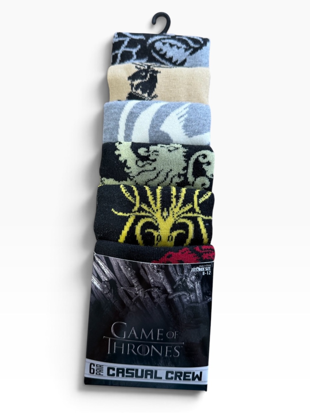 GAME OF THRONES 6 x Pairs of Casual Crew Socks NWT Size 8-12